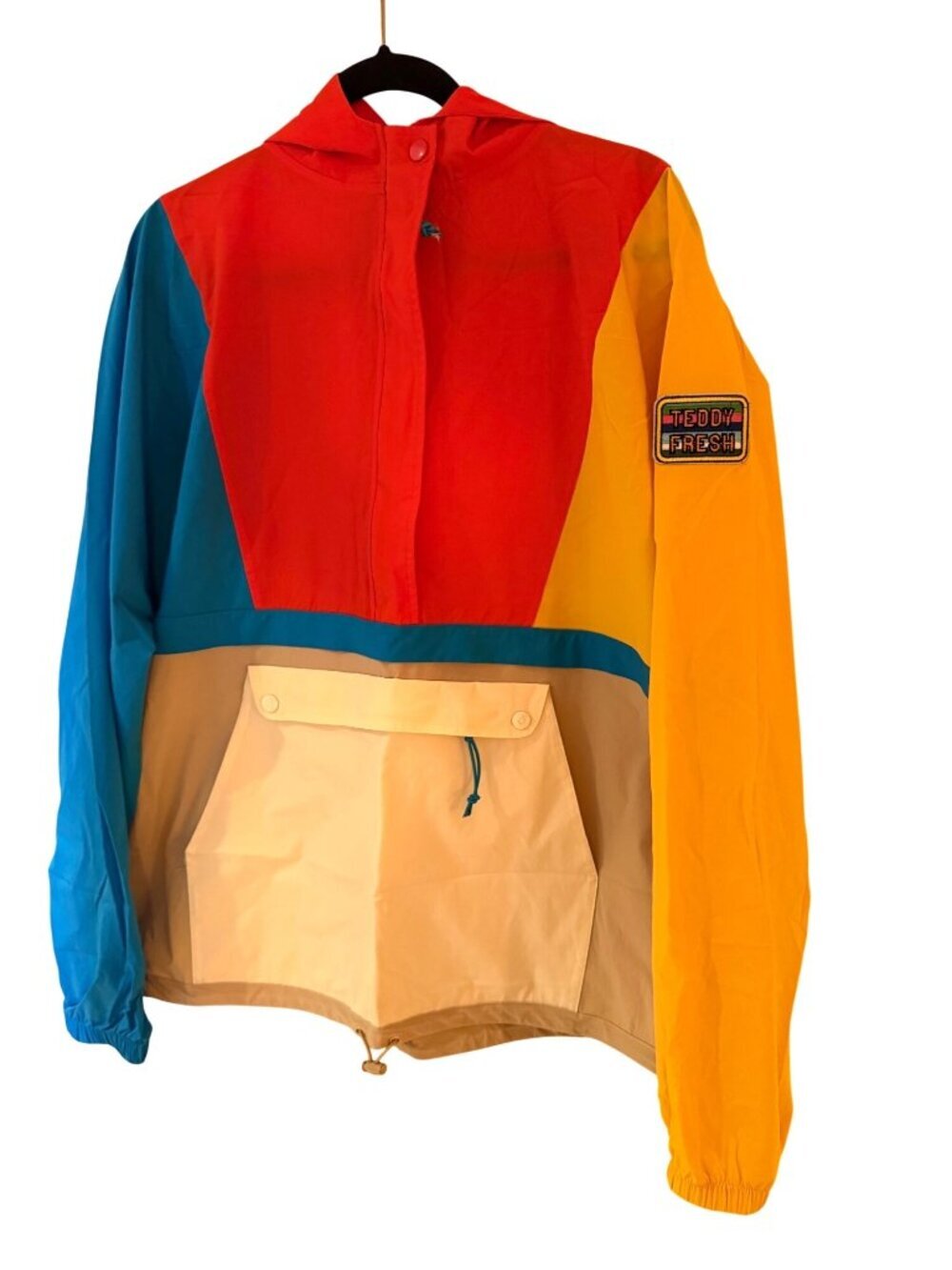 Teddy Fresh Mens Anorak Windbreaker Jacket Patches Colorblock Size XL Multicolor
